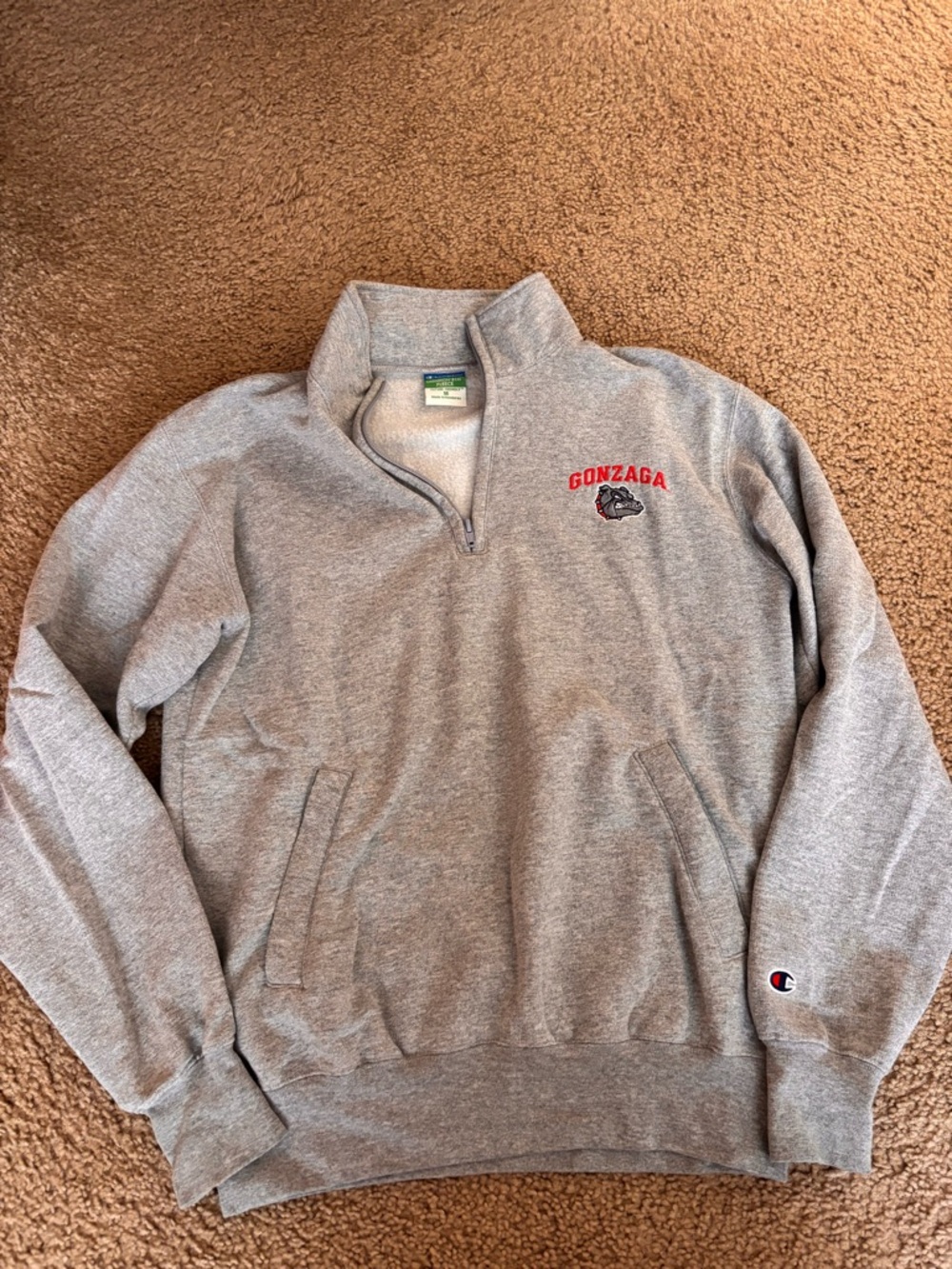 Champion Gray Gonzaga Quarter-Zip Pullover